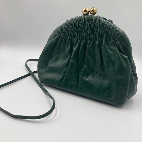 Vintage ETRA Hunter Green small shoulder/crossbody purse, all leather, Very chic - Picture 7 of 9